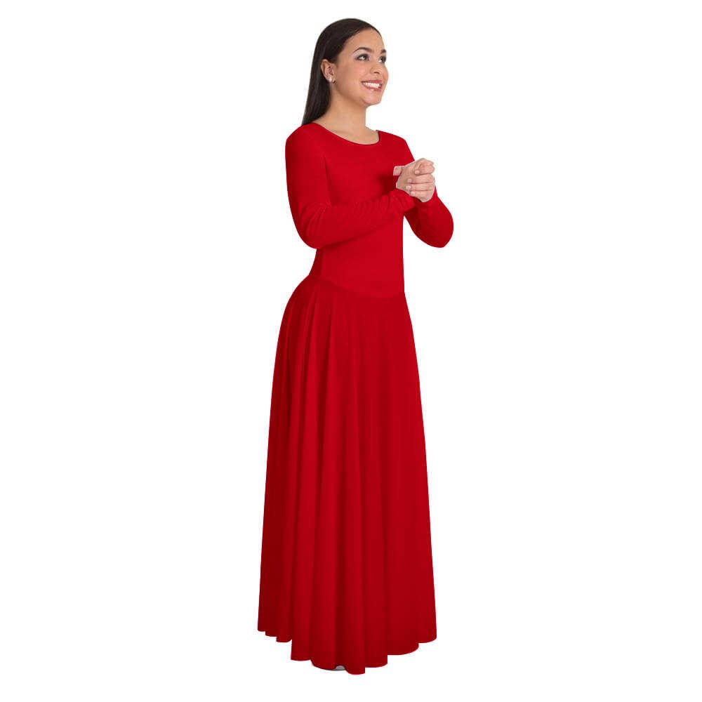 Body Wrappers Praise Full Length Long Sleeve Dance Dress - Click Image to Close