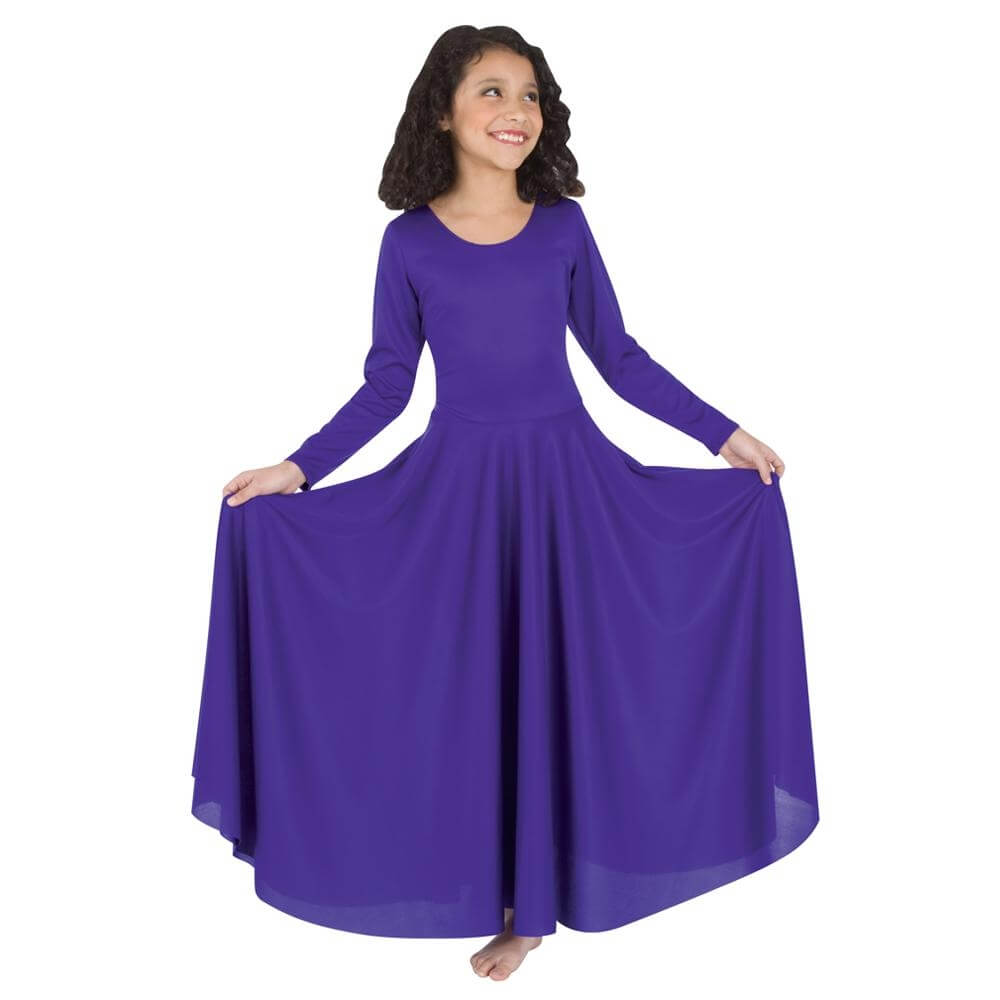 Body Wrappers Praise Full Length Long Sleeve Dance Dress - Click Image to Close