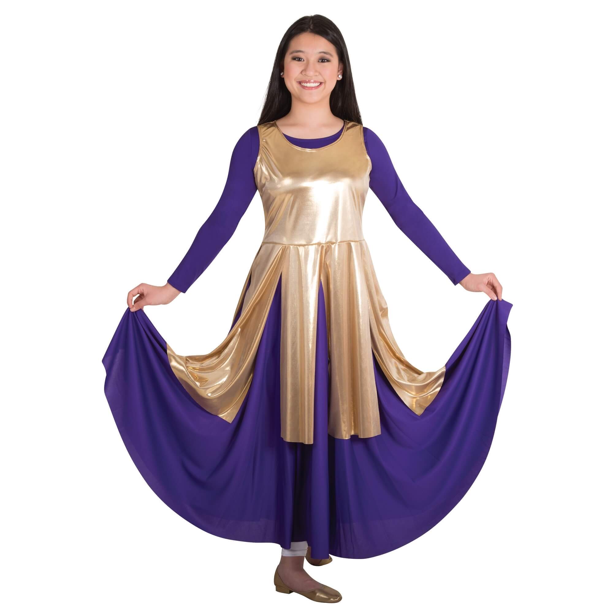 Body Wrappers Praise Dance Metallic Fly-Away Panel Tunic