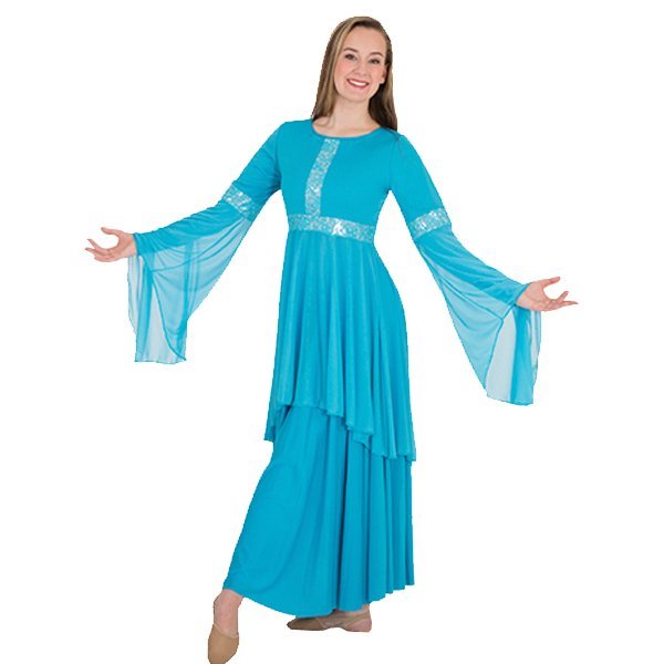 Body Wrappers Praise Dance Drapey Lace Panel Tunic - Click Image to Close