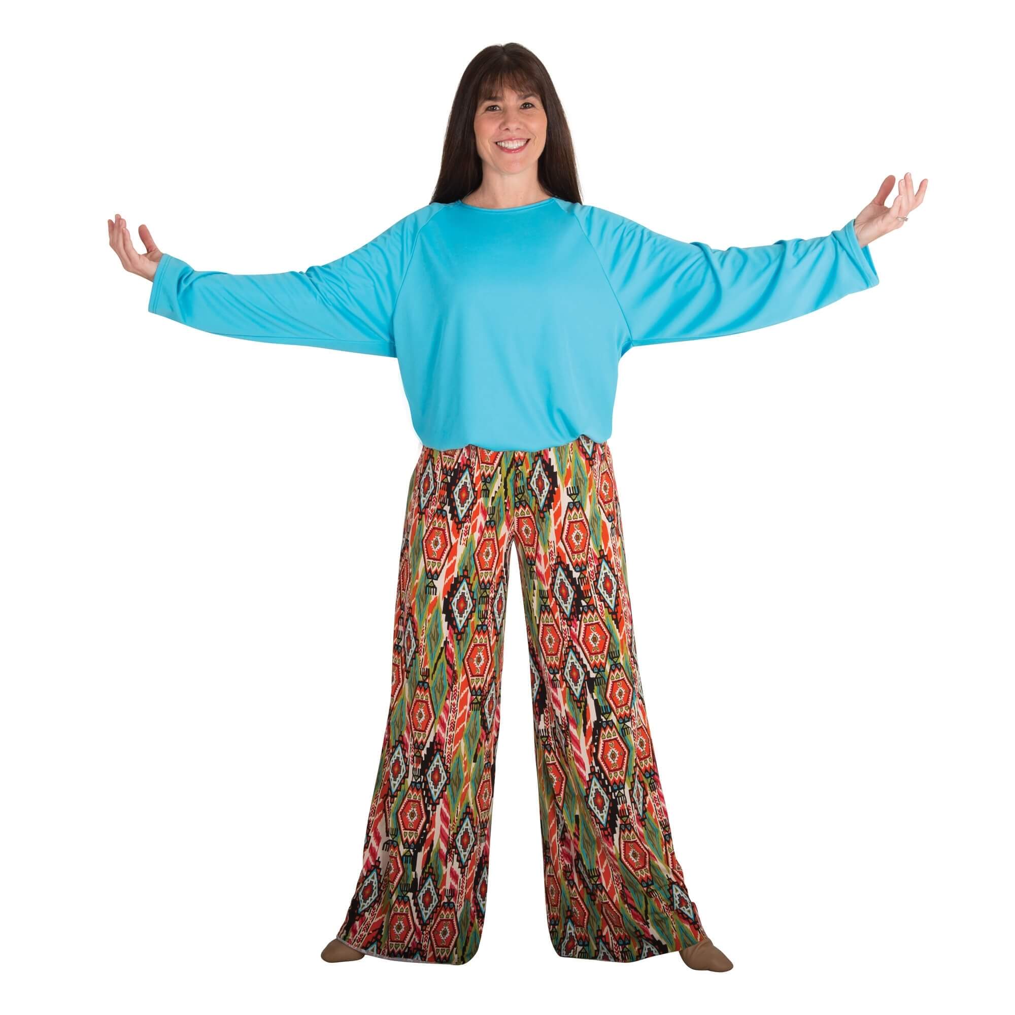 Body Wrappers Worship Dance Printed Palazzo Pants - Click Image to Close