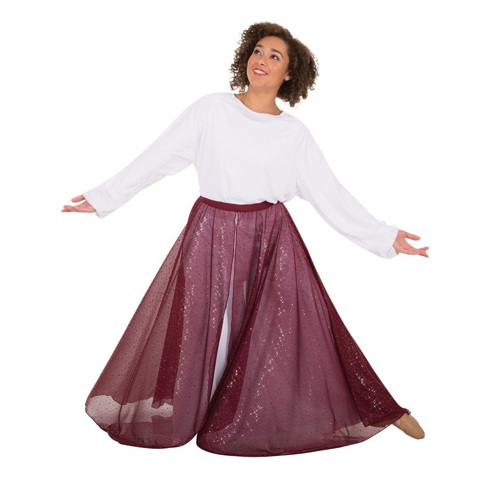 Body Wrappers Worship Dance Twinkle Long Flowing Convertible Skirt - Click Image to Close