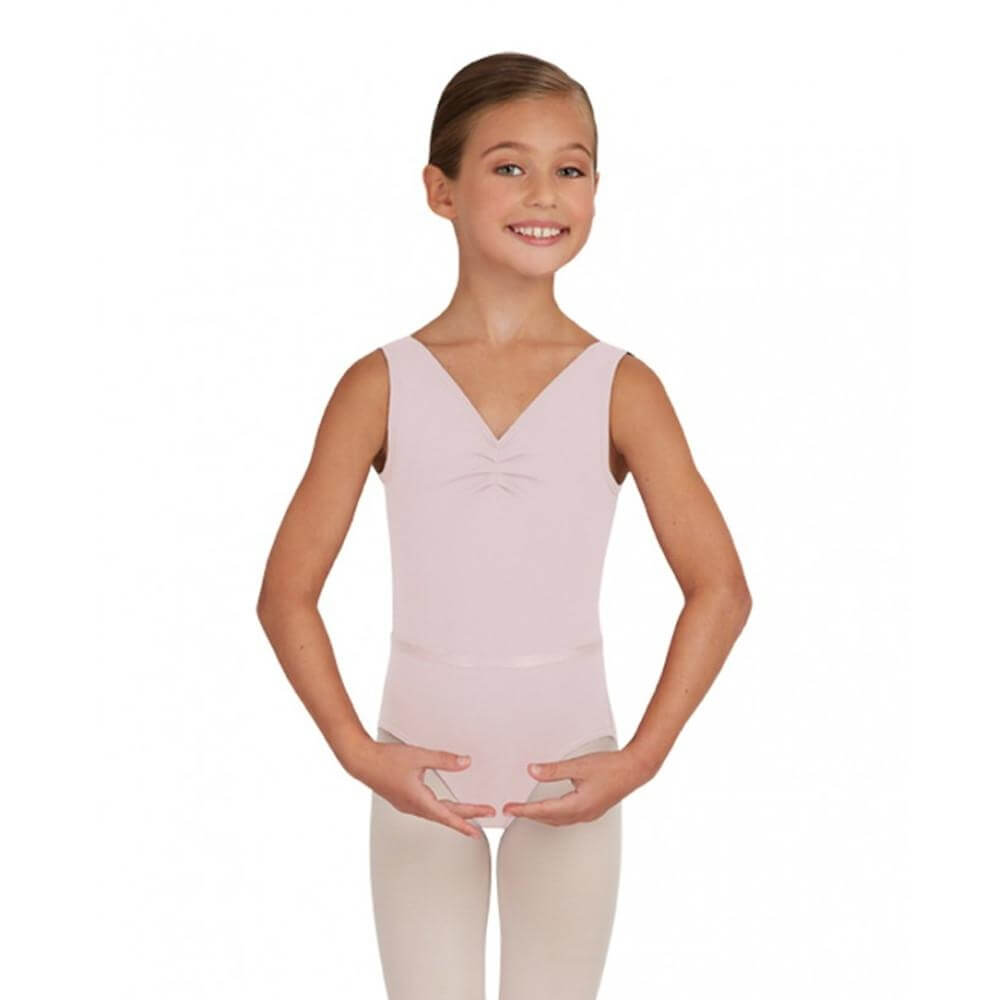 Capezio Child V-Neck Pinch Front Leotard W/Belt - Click Image to Close