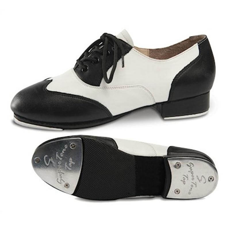 Danshuz Black/White Applause Leather Lace Up Tap Shoe