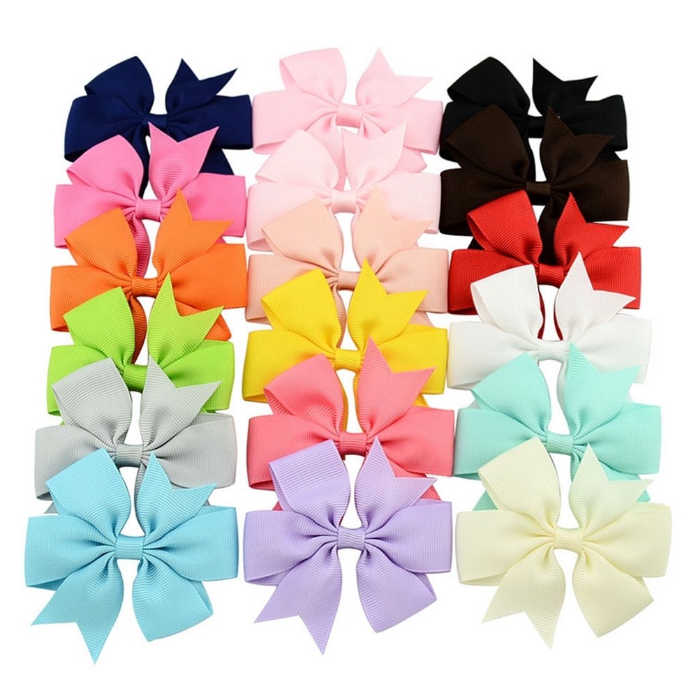 Danzcue 20pcs 3.15" Baby Girls Ladies Clip Hair Bows - Click Image to Close