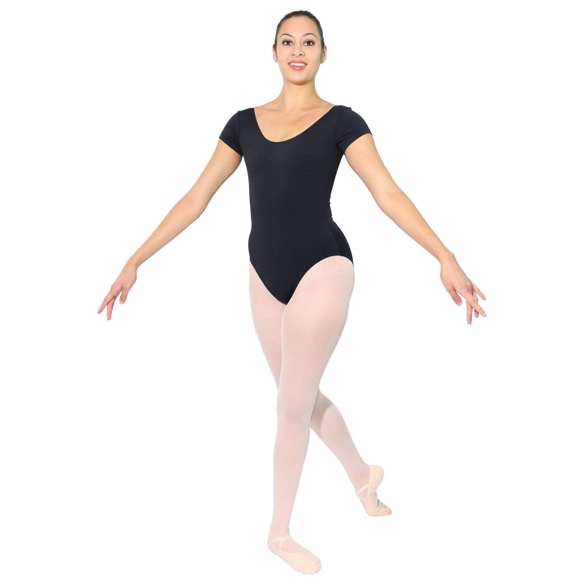 Danzcue Adult Cotton Short Sleeve Ballet Cut Leotard