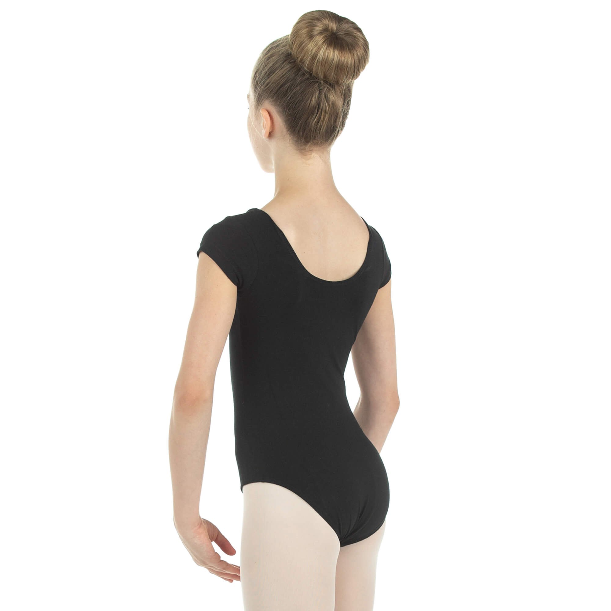 danzcue child cotton short sleeve ballet cut leotard