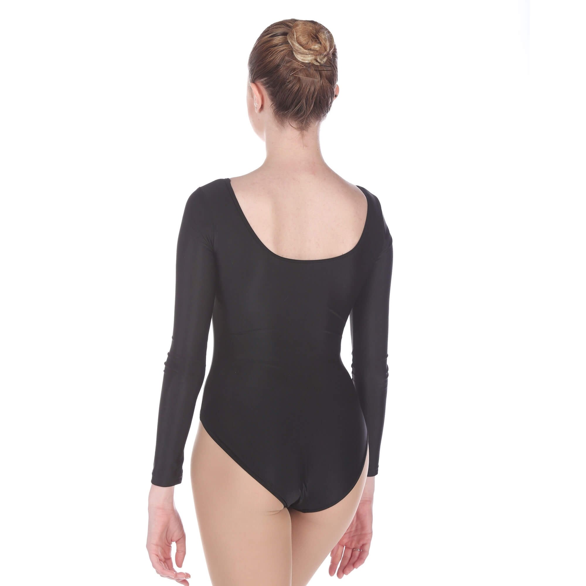 danzcue adult long sleeve nylon ballet cut leotard