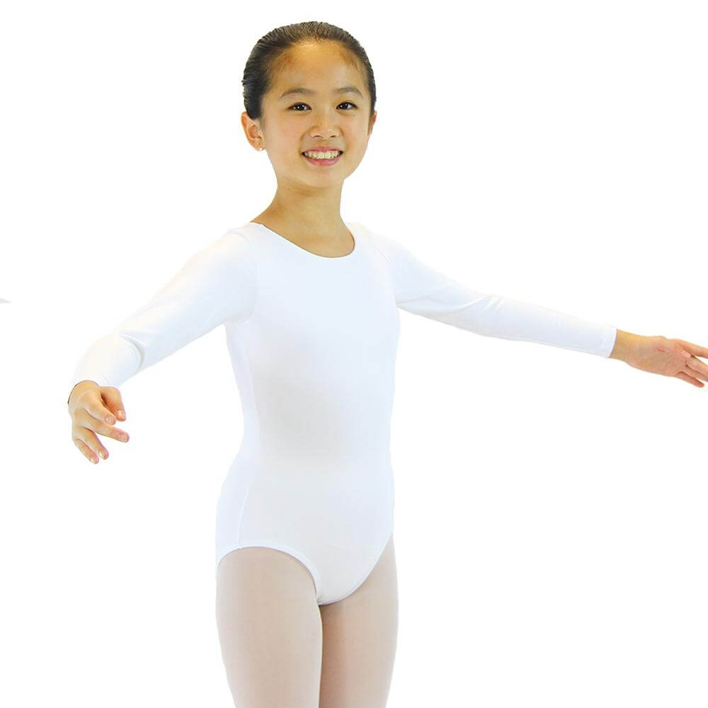 Danzcue Child Nylon Long Sleeve Ballet Cut Leotard - Click Image to Close