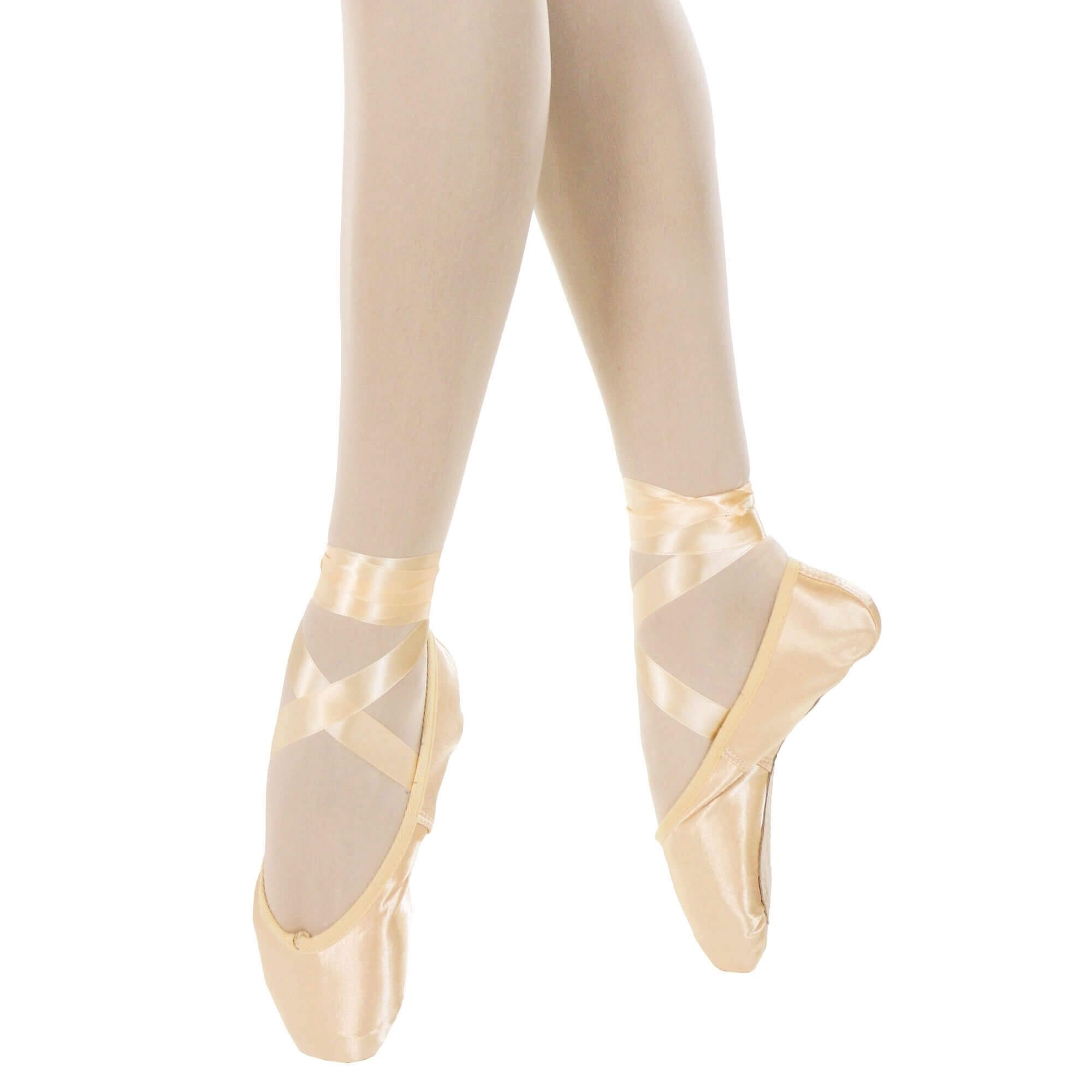 Danzcue Womens Standard Hard Shank Pointe Shoes With Ribbon - Click Image to Close