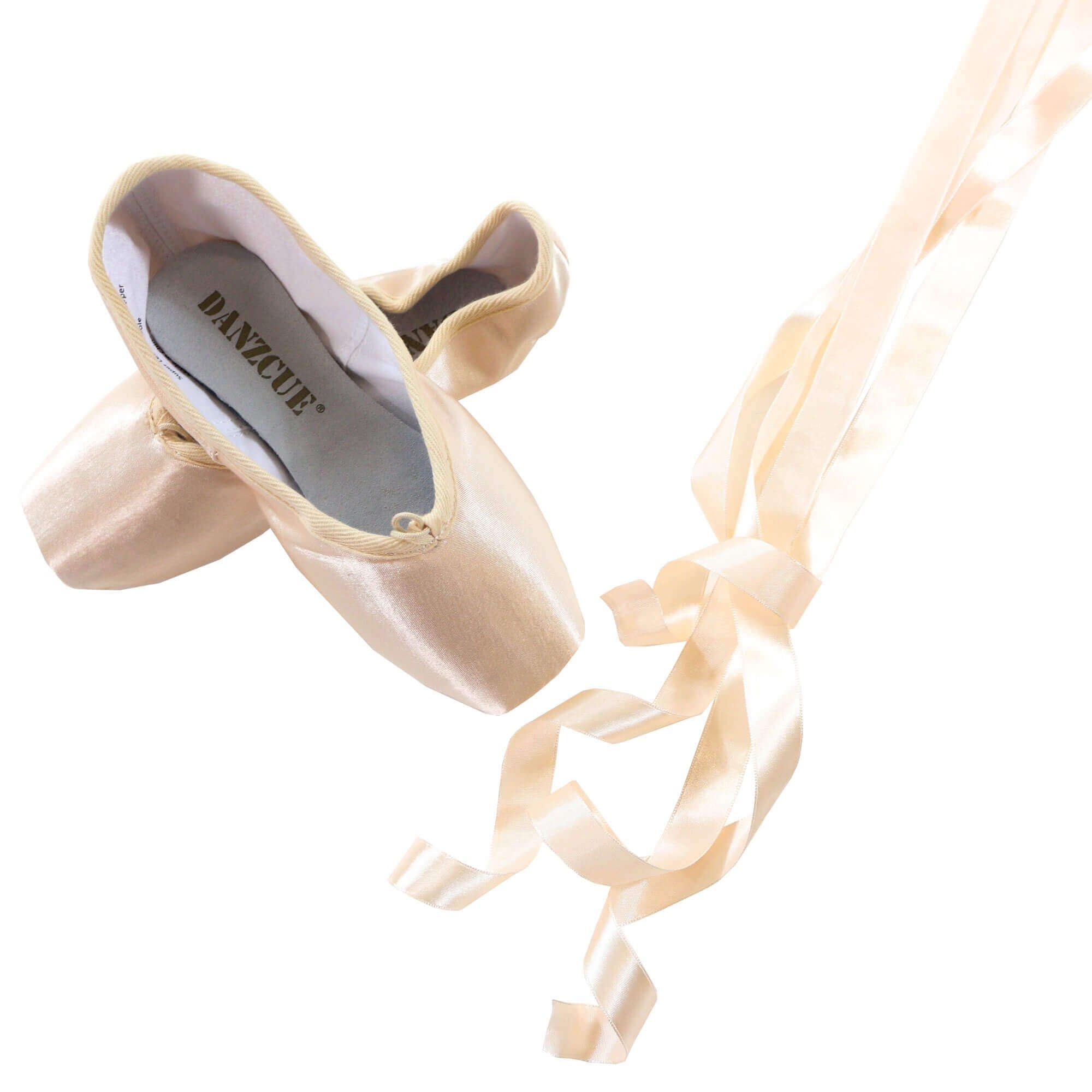 Danzcue Womens Standard Hard Shank Pointe Shoes With Ribbon - Click Image to Close