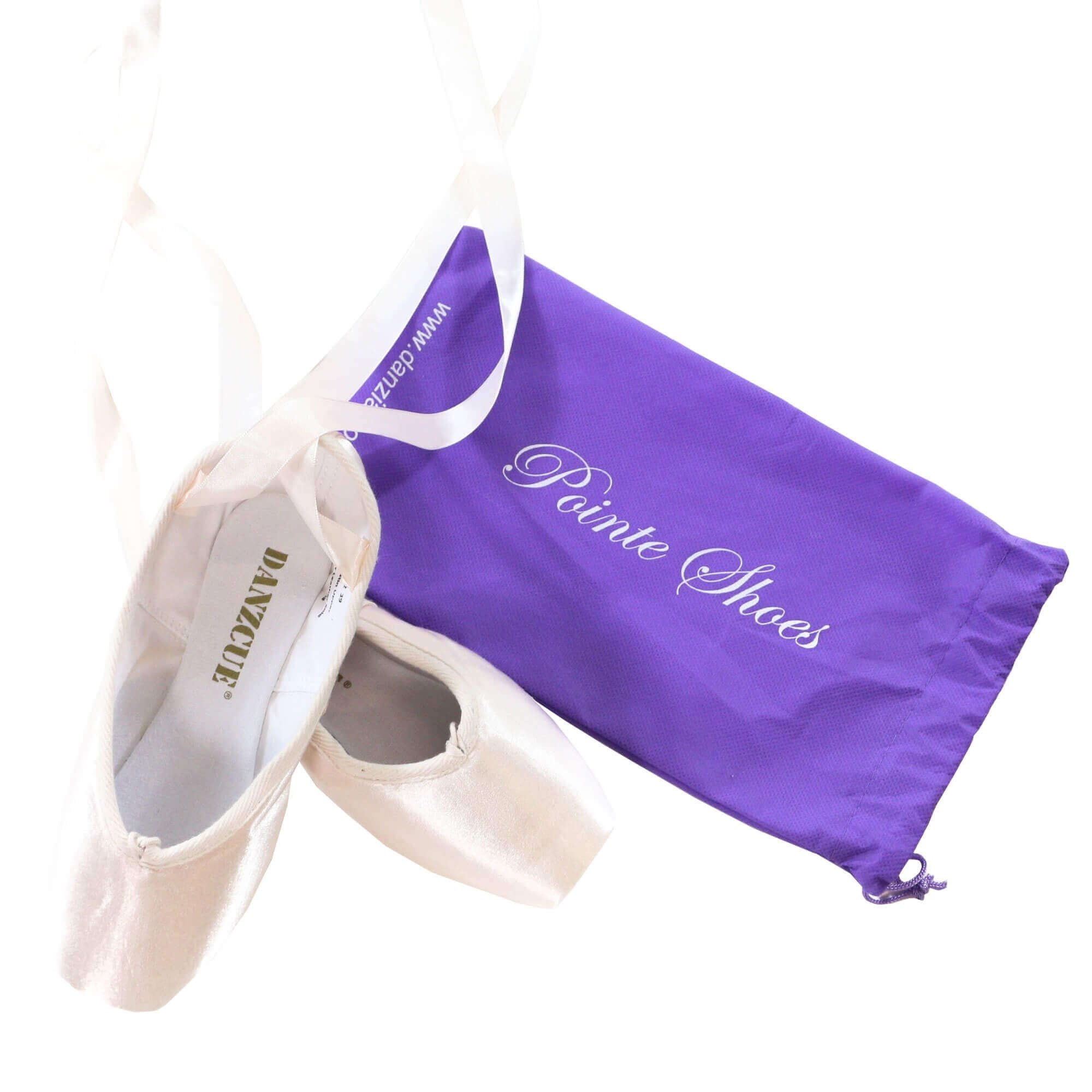 Danzcue Womens Flexible Soft Shank Pointe Shoes With Ribbon - Click Image to Close