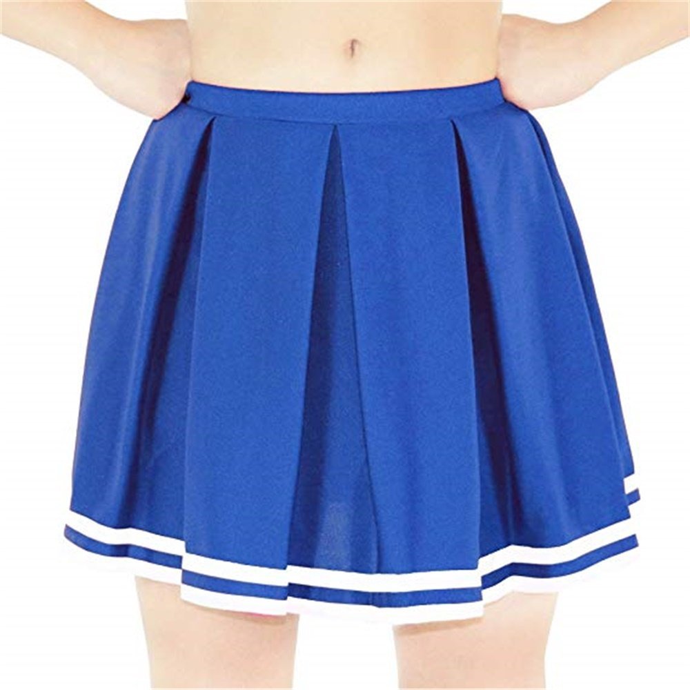 Adult XL/XXL RED BLUE Cheerleader Uniform Top Skirt Socks 42-44/34-37" Cosplay 