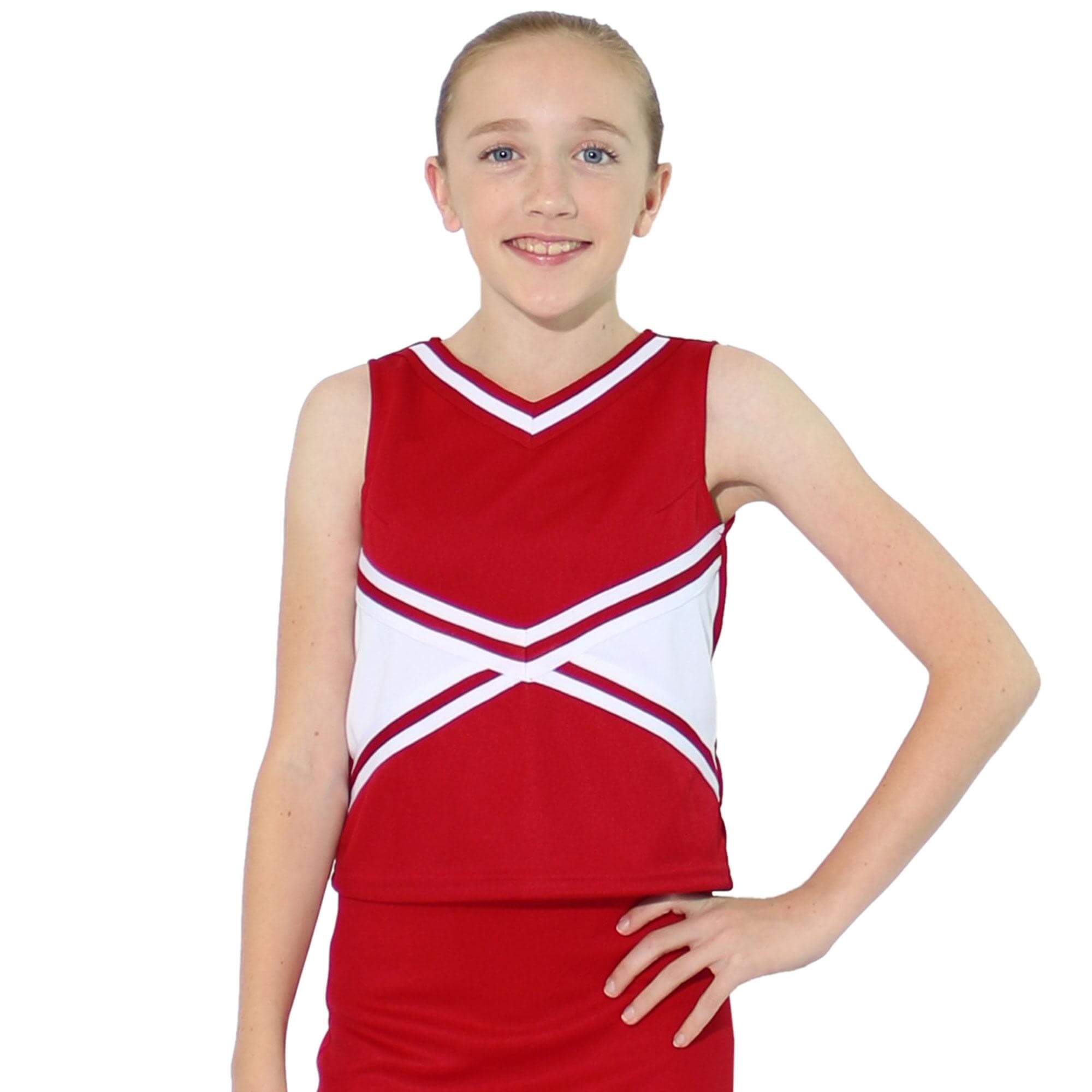 Danzcue Child 2-Color Kick Sweetheart Cheerleaders Uniform Shell Top - Click Image to Close