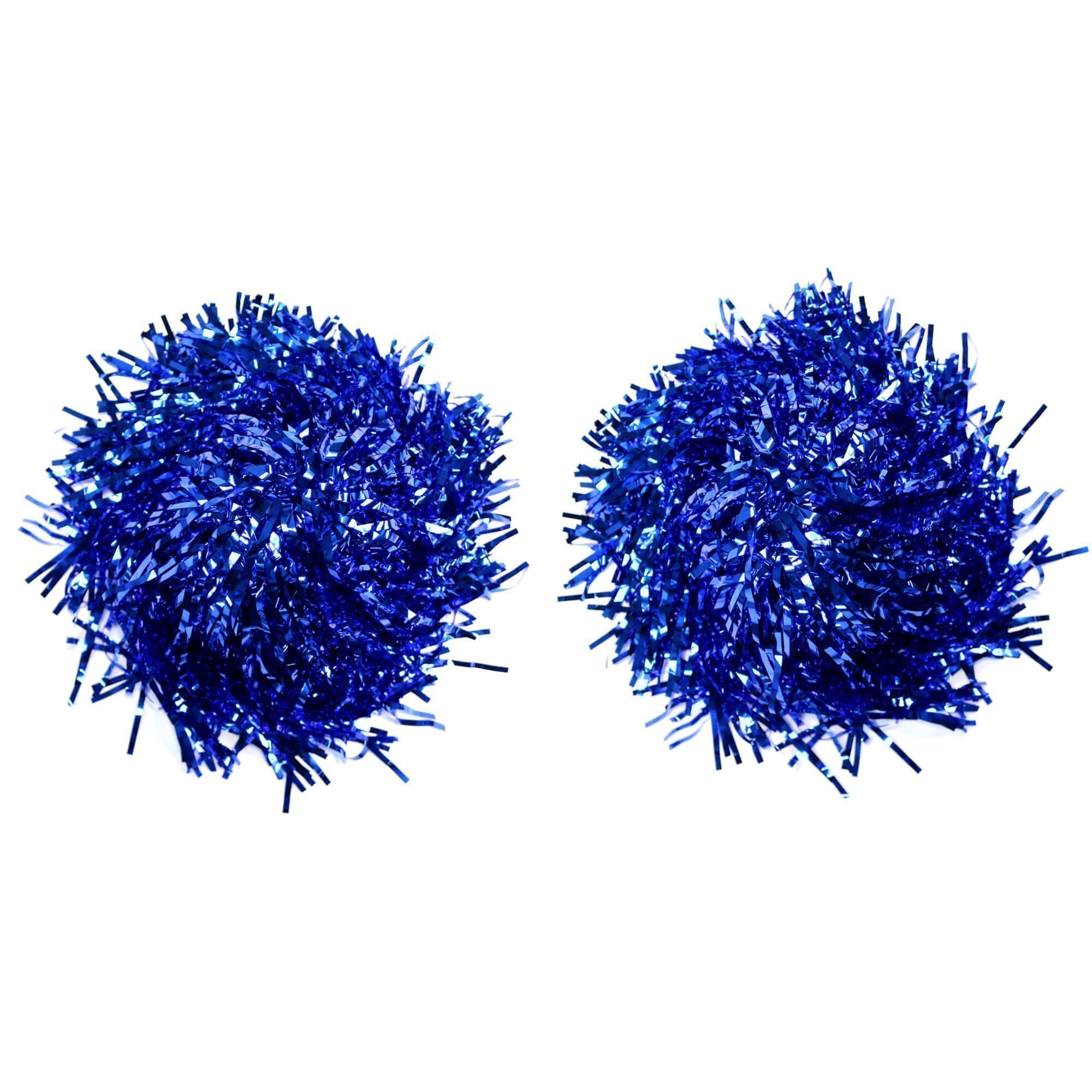 Danzcue 2 of Blue Metallic Cheerleading Pom w/ Dowel Handle - Click Image to Close