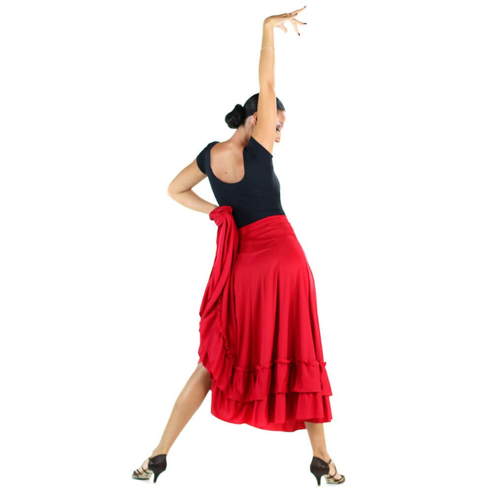 Danzcue Adult Two Ruffles Flamenco Dance Skirt - Click Image to Close