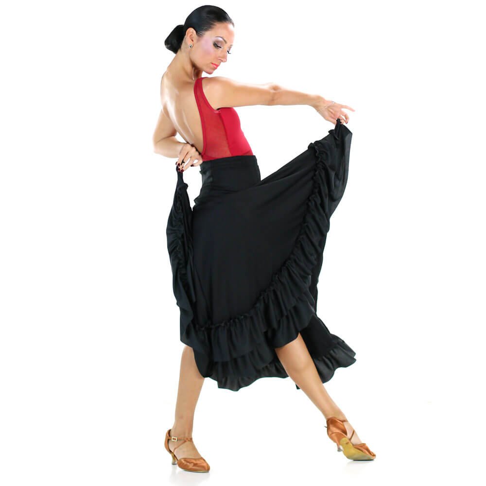 Danzcue Adult Two Ruffles Flamenco Dance Skirt - Click Image to Close