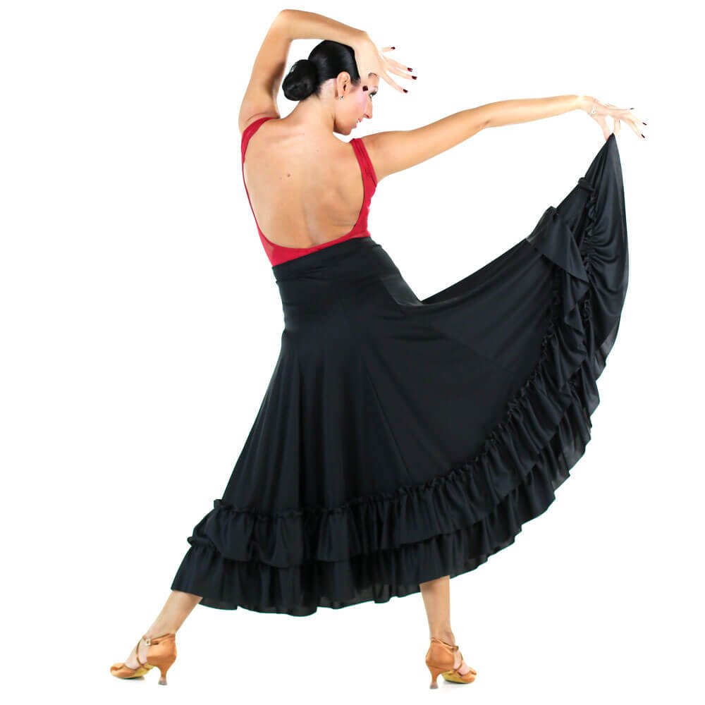 Danzcue Adult Two Ruffles Flamenco Dance Skirt - Click Image to Close