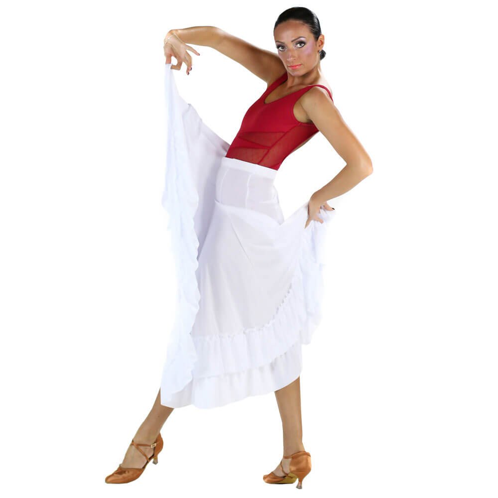 Danzcue Adult Two Ruffles Flamenco Dance Skirt - Click Image to Close