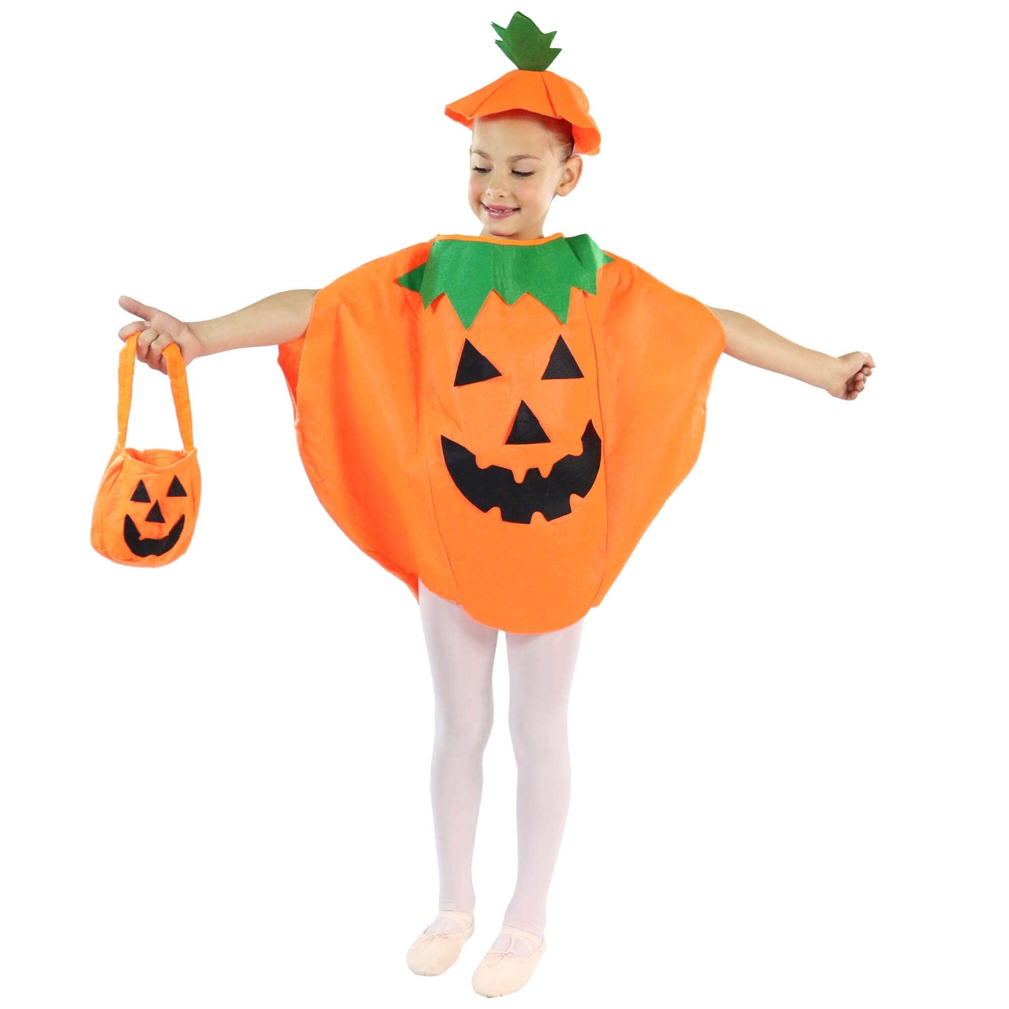 Danzcue Child Halloween Pumpkin Costume Suit with Hat and Pumpkin Bag - Click Image to Close