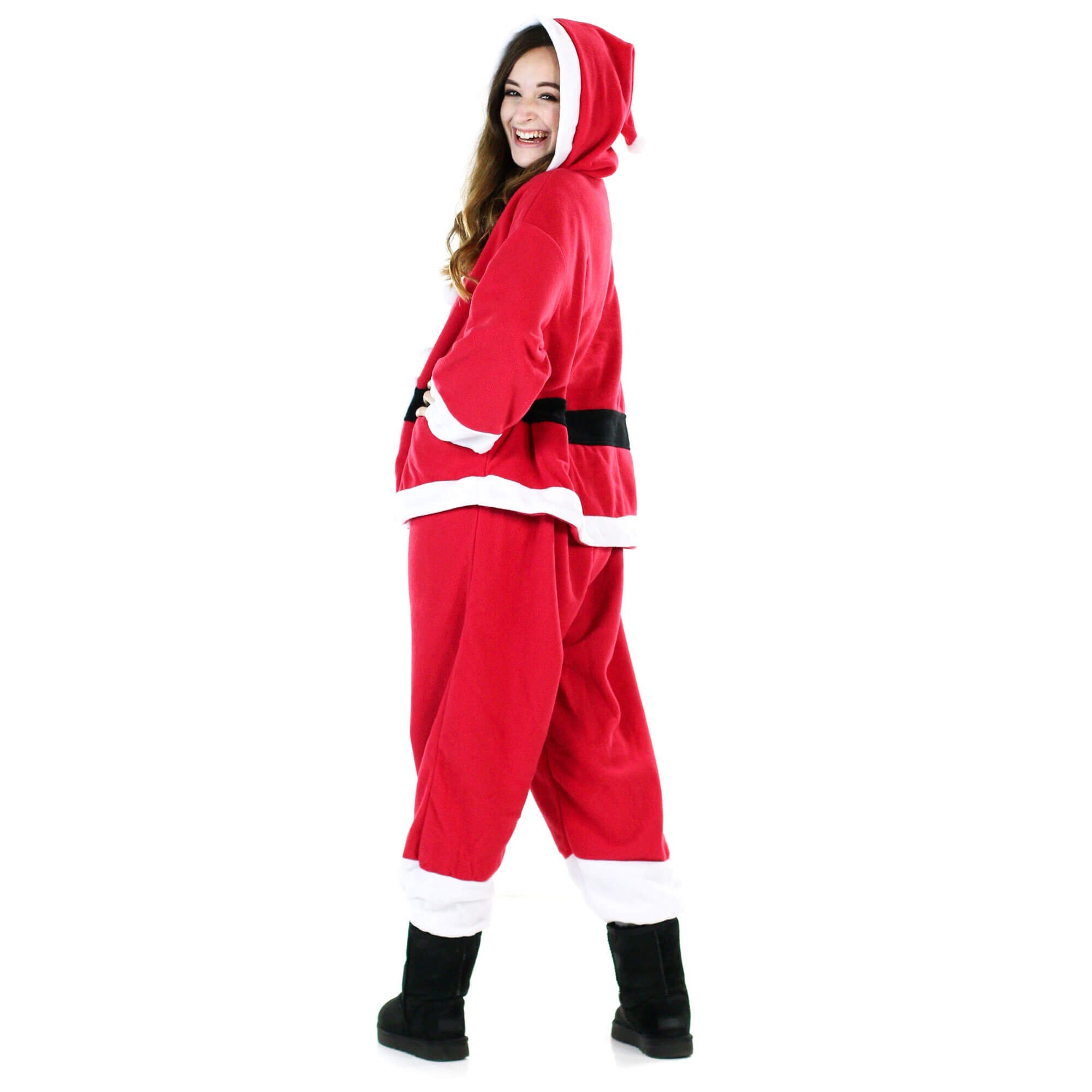Danzcue Adult Unisex Santa Claus Onesie Pajama Costume - Click Image to Close