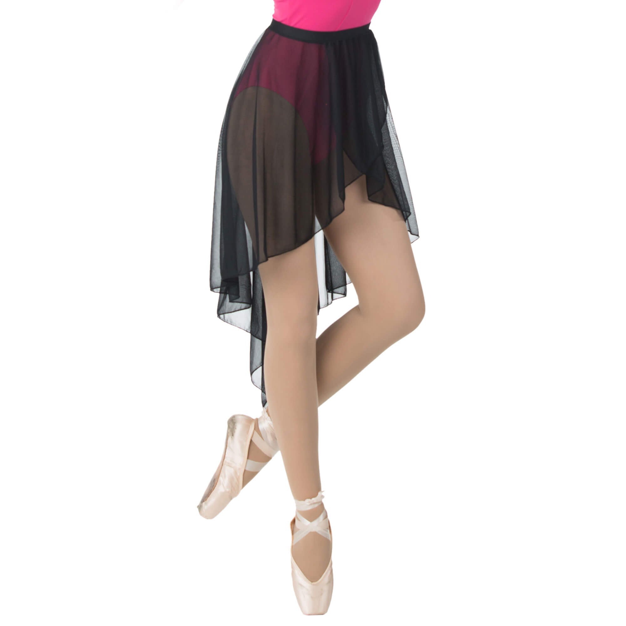 Danzcue Adult Side-Dip Asymmetrical Petal Front Slit Chiffon Skirt - Click Image to Close