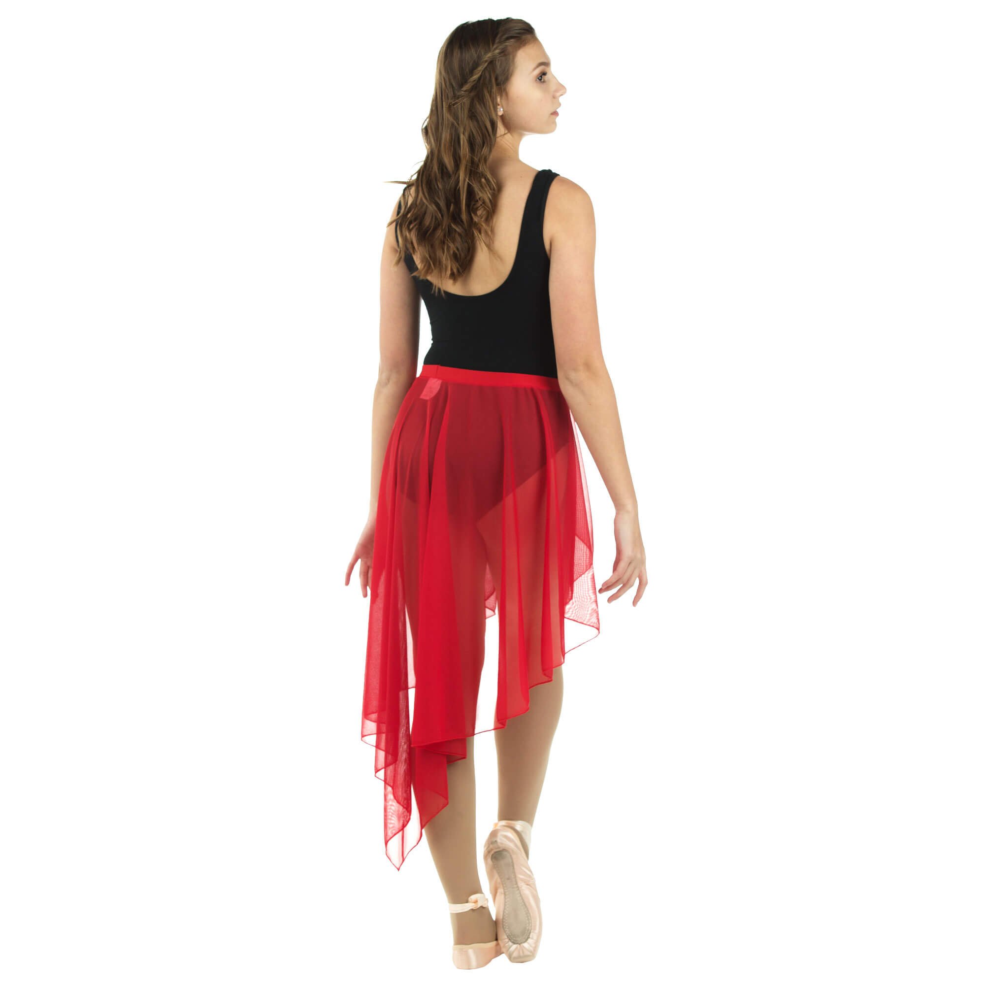 Danzcue Adult Side-Dip Asymmetrical Petal Front Slit Chiffon Skirt - Click Image to Close