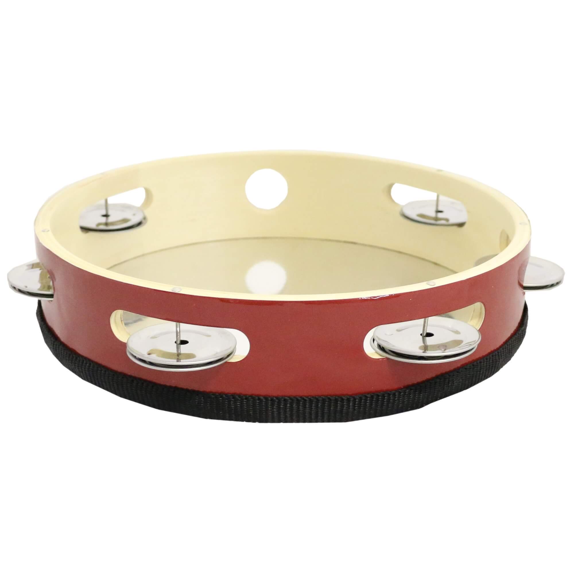 Danzcue 8" Silver/Red Single Row Jingles Tambourine - Click Image to Close