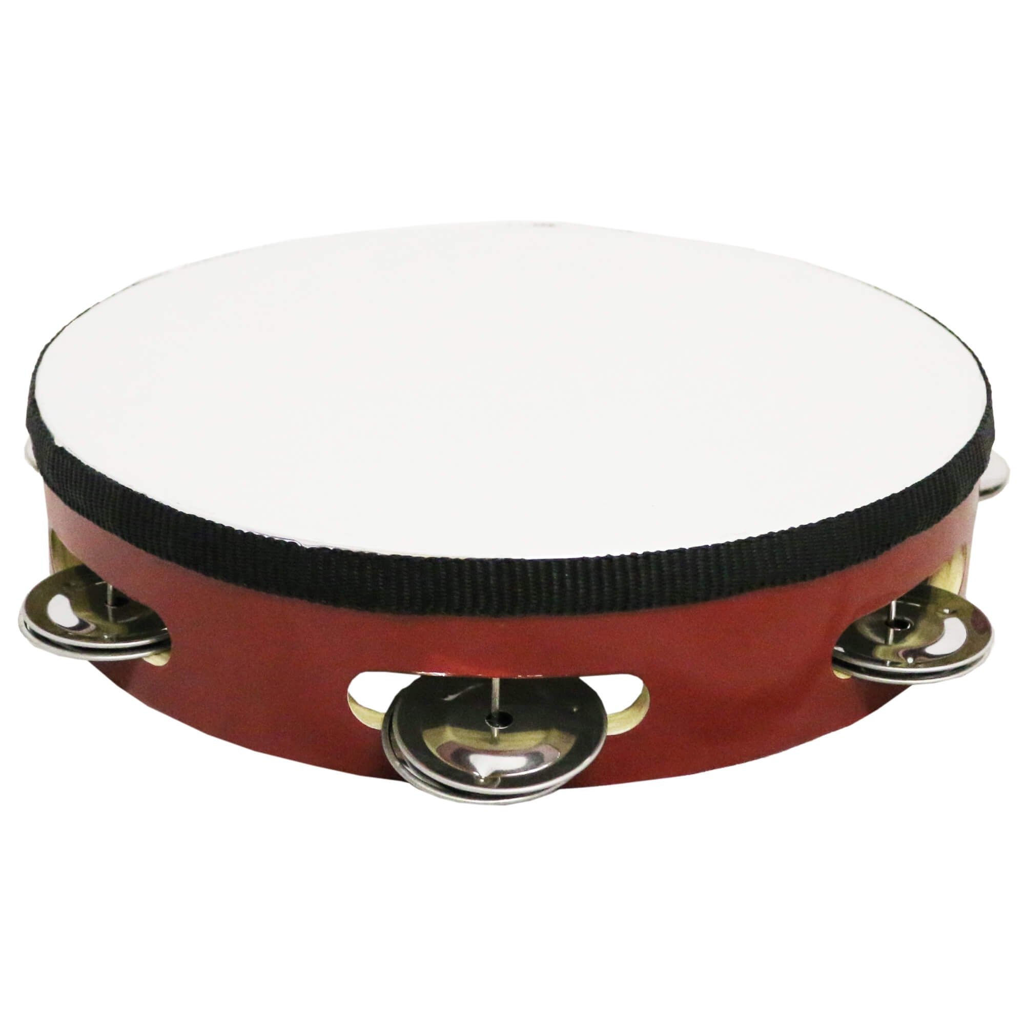 Danzcue 8" Silver/Red Single Row Jingles Tambourine - Click Image to Close