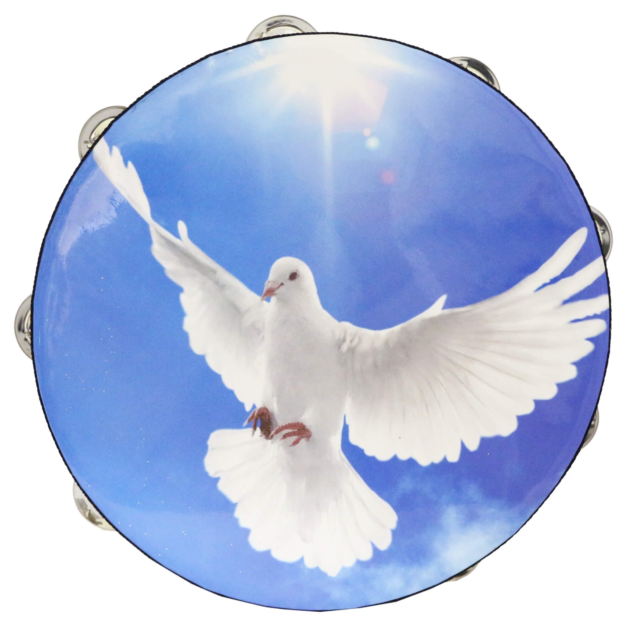 Danzcue Worship Dove Double Rows Jingles Tambourine - Click Image to Close