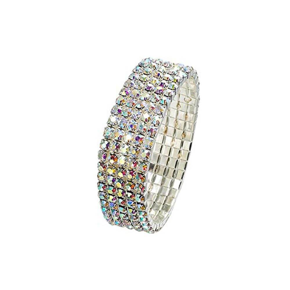 Starlight 5-Row Rhinestone Stretch Bracelet - Click Image to Close