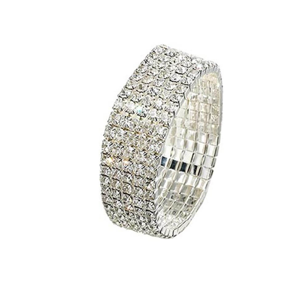 Starlight 5-Row Rhinestone Stretch Bracelet - Click Image to Close