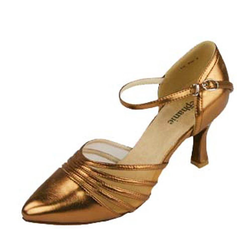 Stephanie Ladies Bronze Leather 2" Heel Ballroom Shoes - Click Image to Close