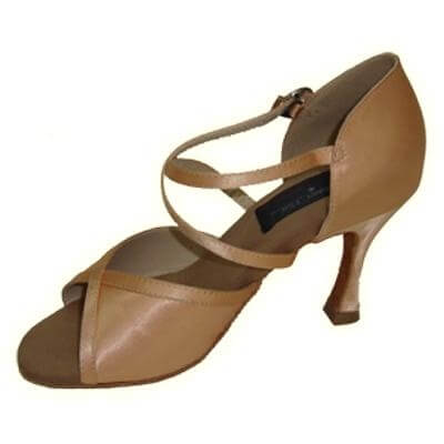 Stephanie Ladies 2.5" Heel Tan Satin Elite Dance Shoes