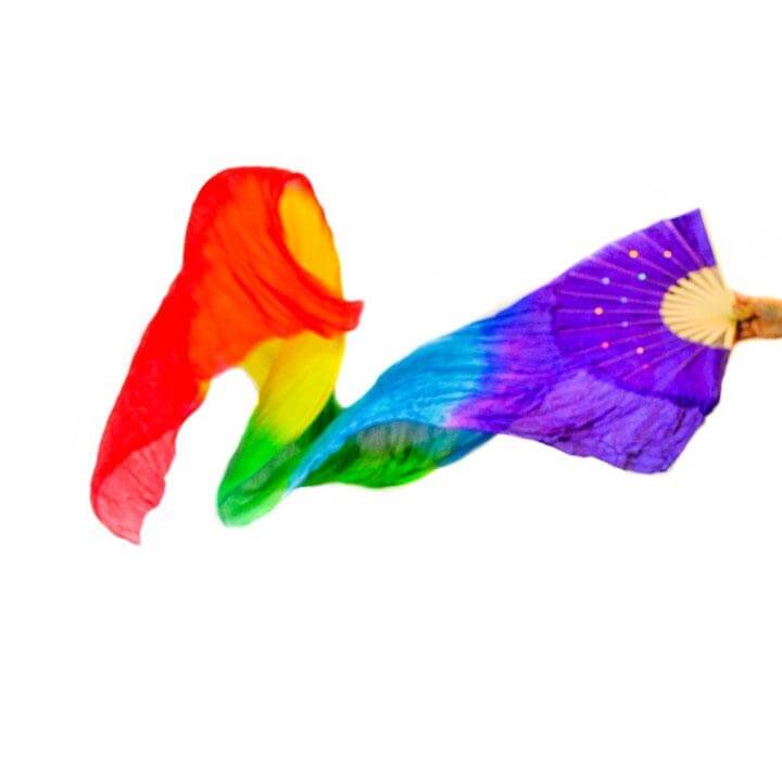Danzcue Silk Rainbow Dance Fan - Click Image to Close