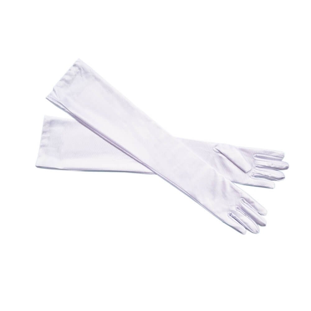 Danzcue White Long Stretch Gloves - Click Image to Close