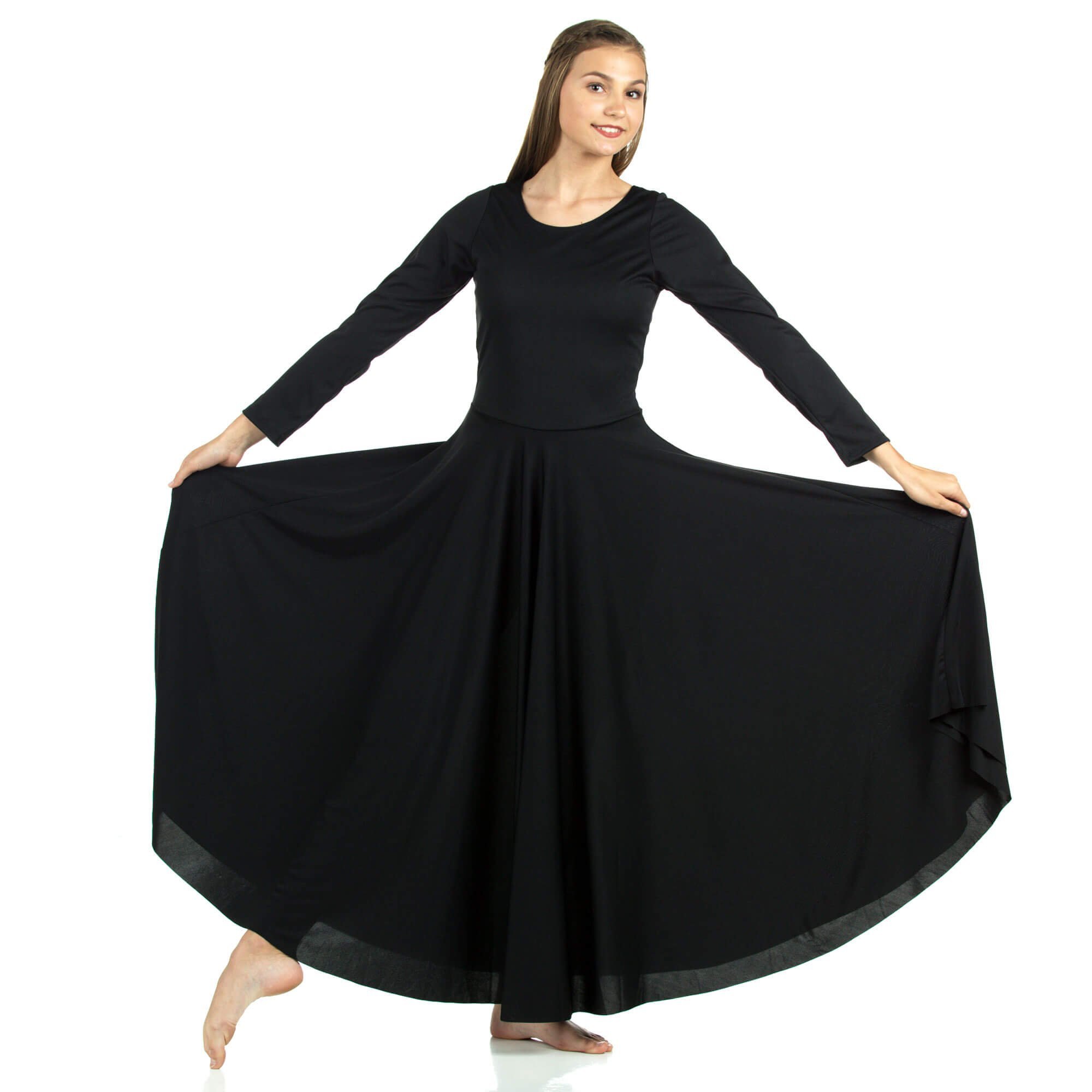 Danzcue Praise Full Length Long Sleeve Dance Dress - Click Image to Close