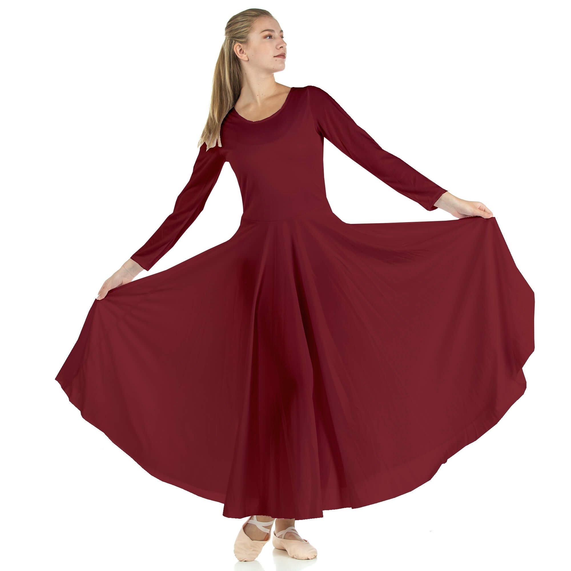 Danzcue Praise Full Length Long Sleeve Dance Dress - Click Image to Close