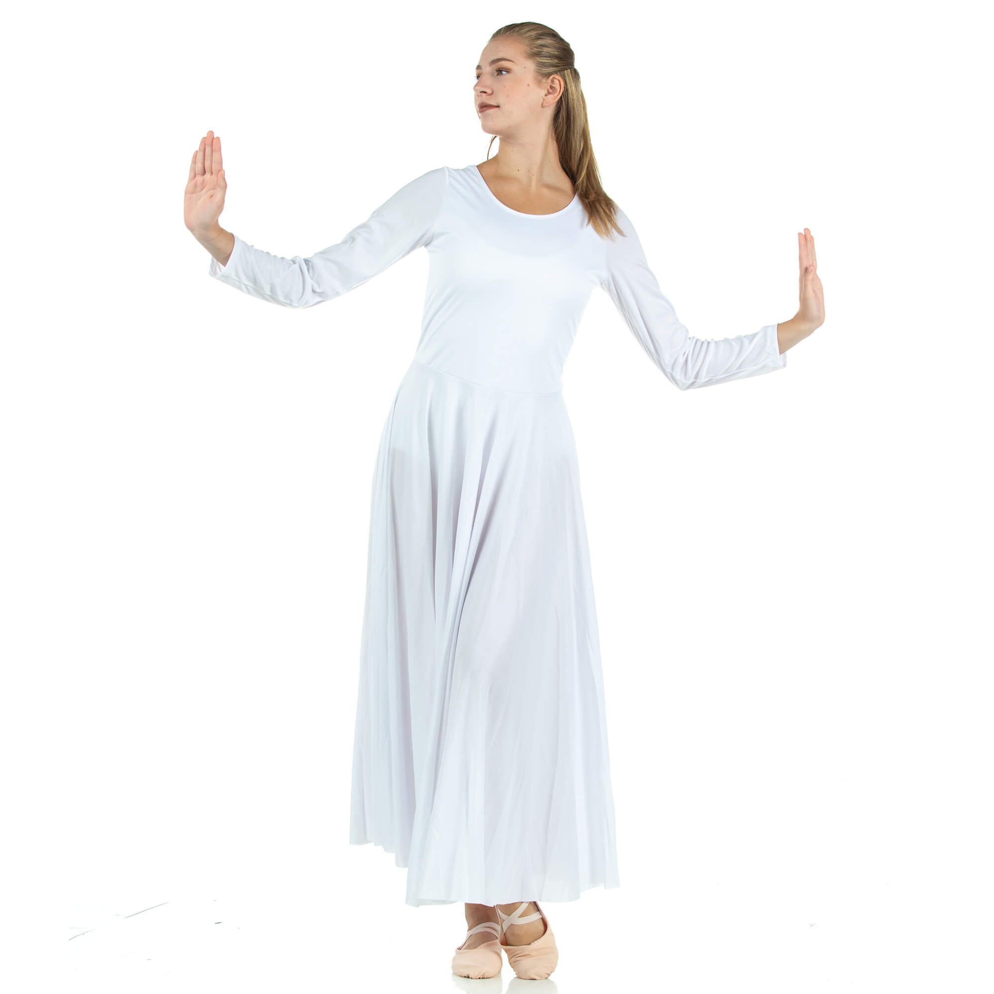 Danzcue Praise Full Length Long Sleeve Dance Dress - Click Image to Close