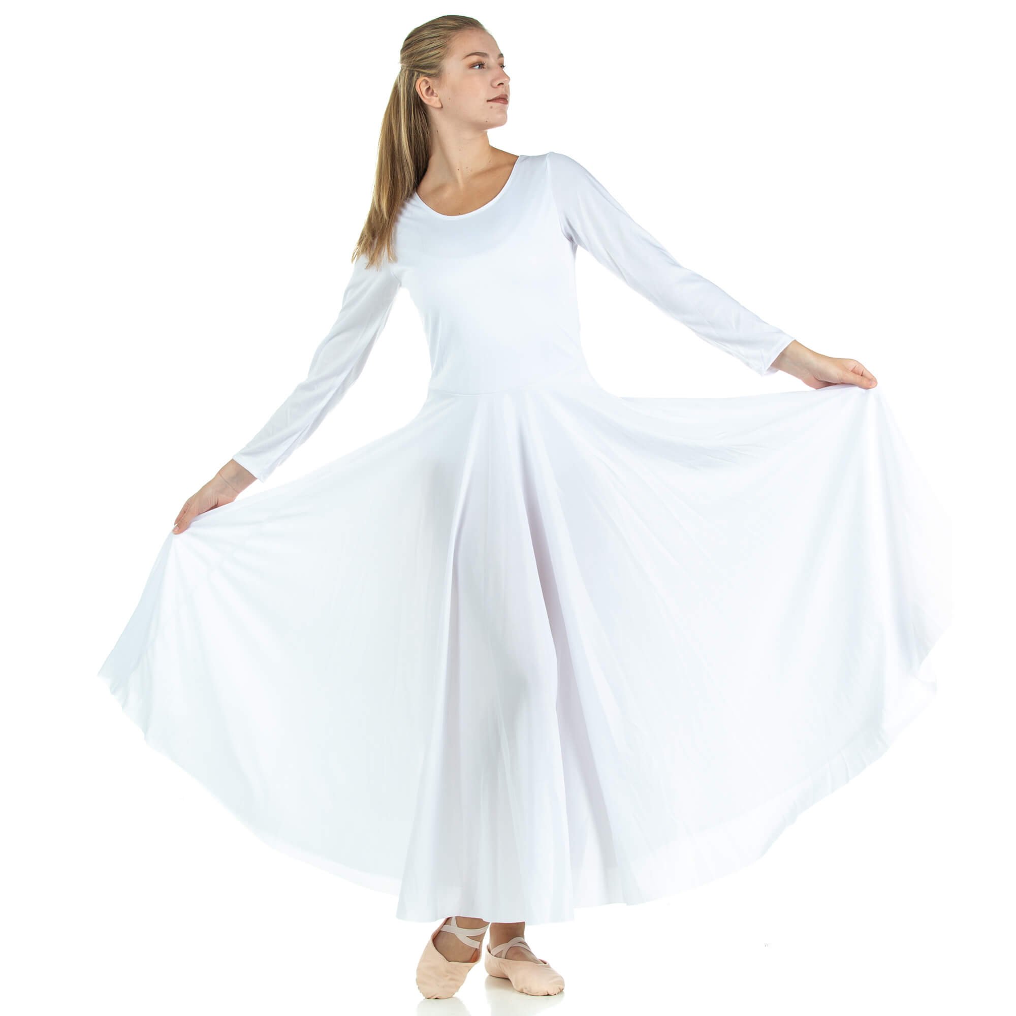 Danzcue Praise Full Length Long Sleeve Dance Dress - Click Image to Close