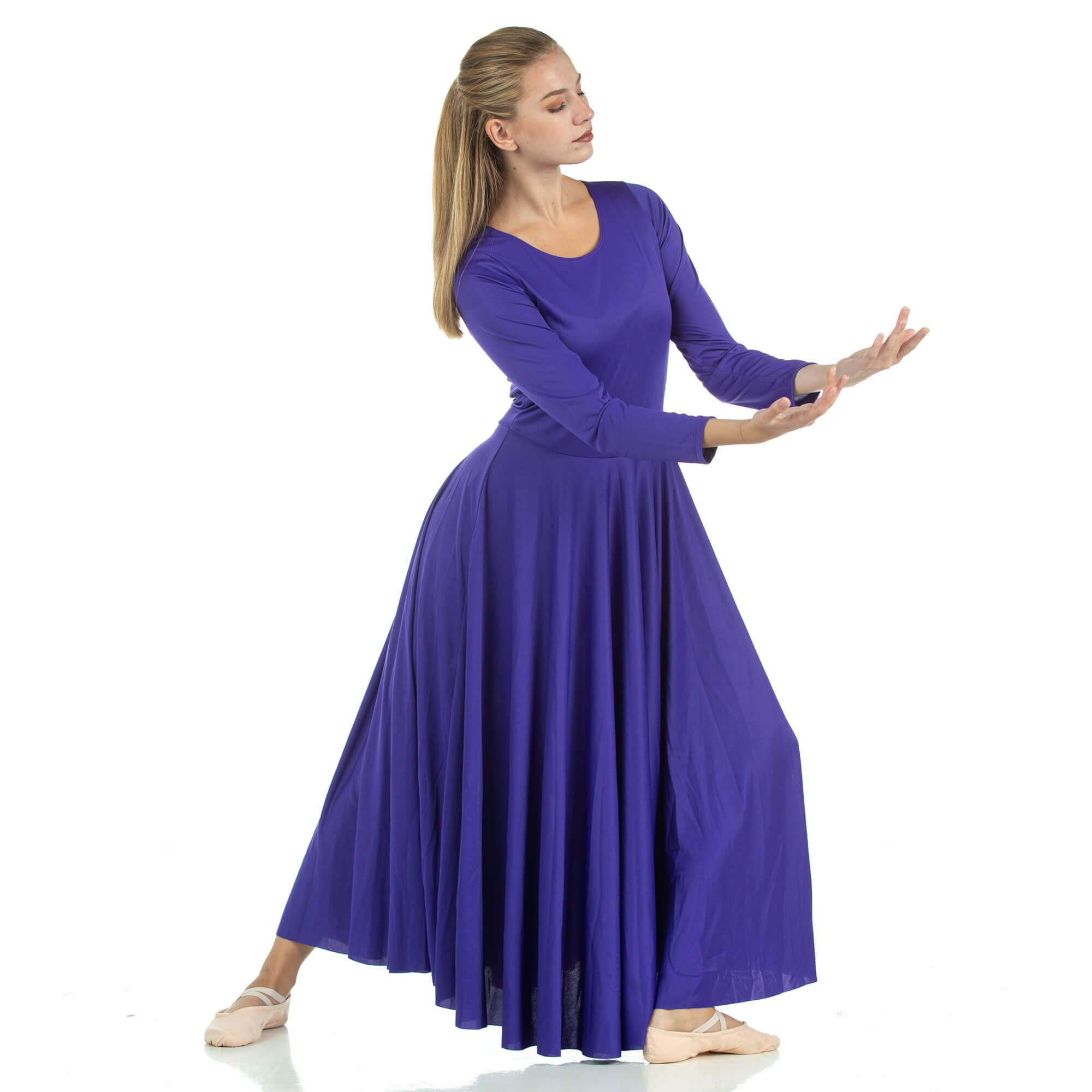 Danzcue Praise Full Length Long Sleeve Dance Dress - Click Image to Close