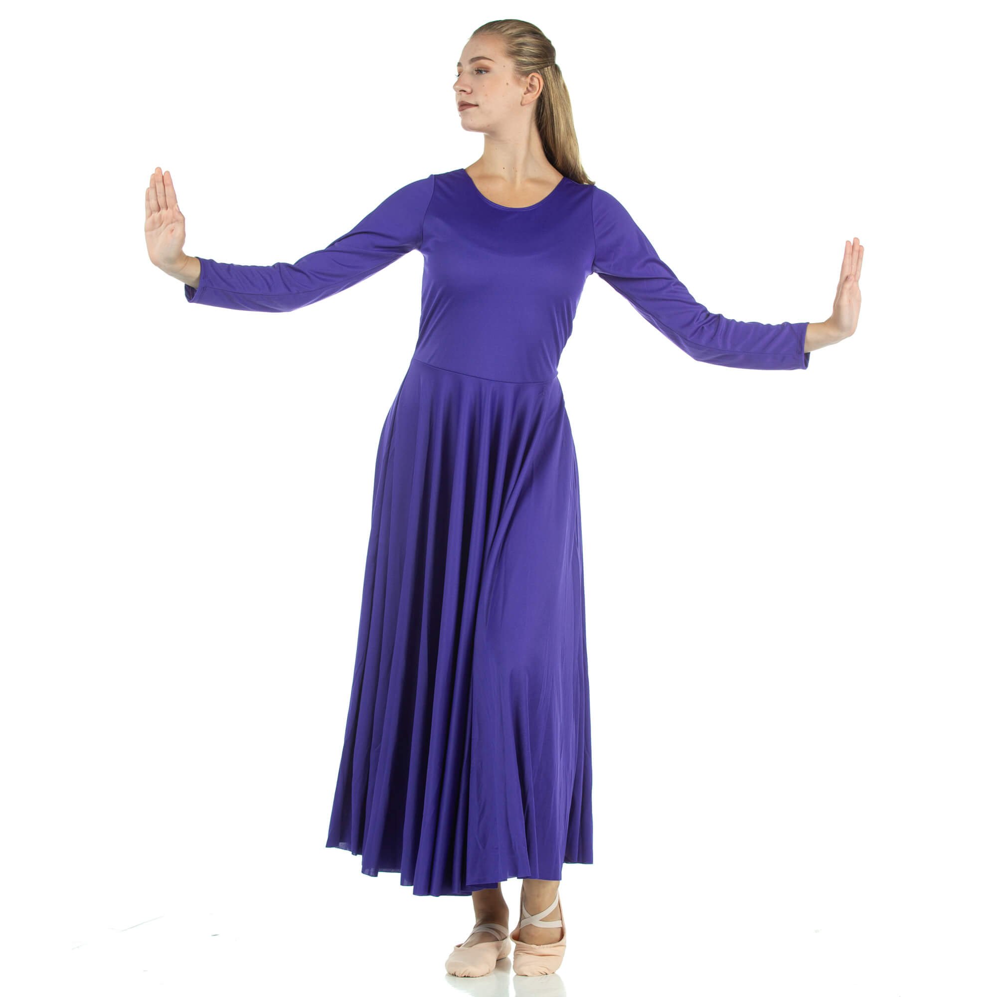 Danzcue Praise Full Length Long Sleeve Dance Dress - Click Image to Close