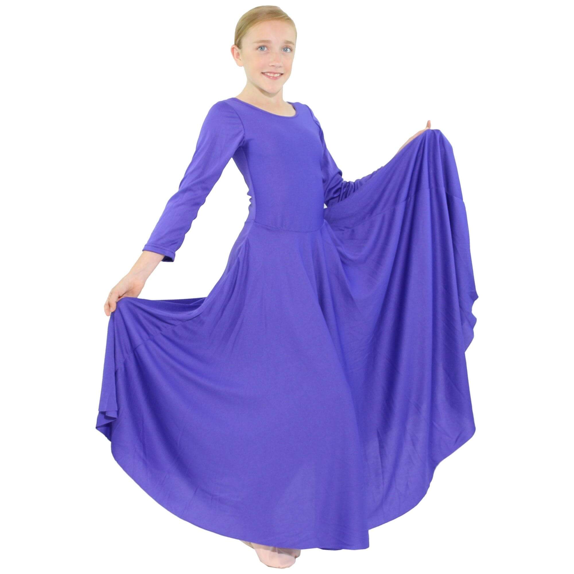 Danzcue Praise Full Length Long Sleeve Child Dance Dress - Click Image to Close