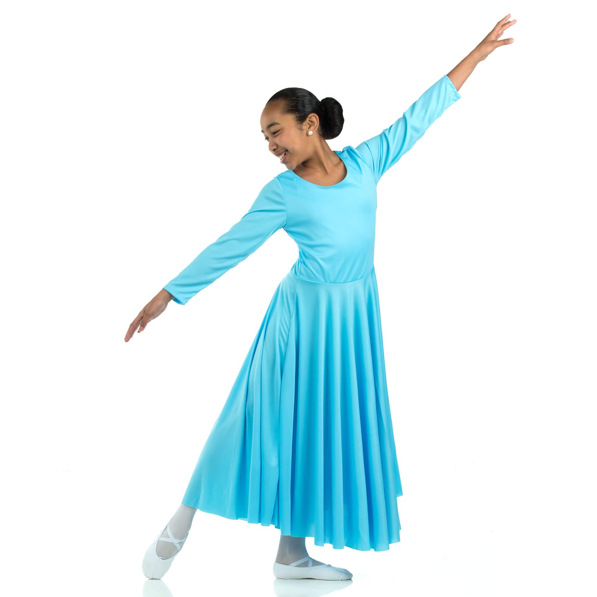 Danzcue Praise Full Length Long Sleeve Child Dance Dress - Click Image to Close