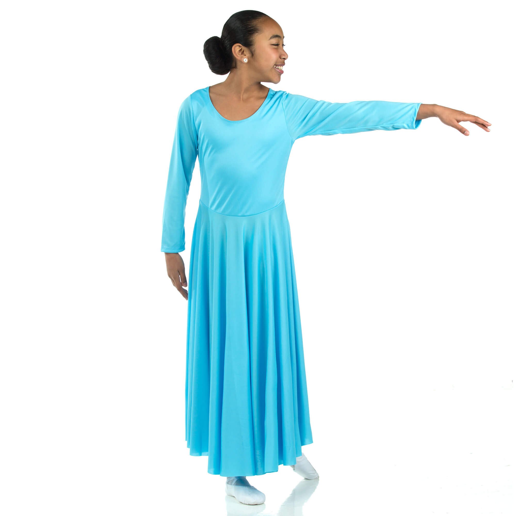 Danzcue Praise Full Length Long Sleeve Child Dance Dress - Click Image to Close