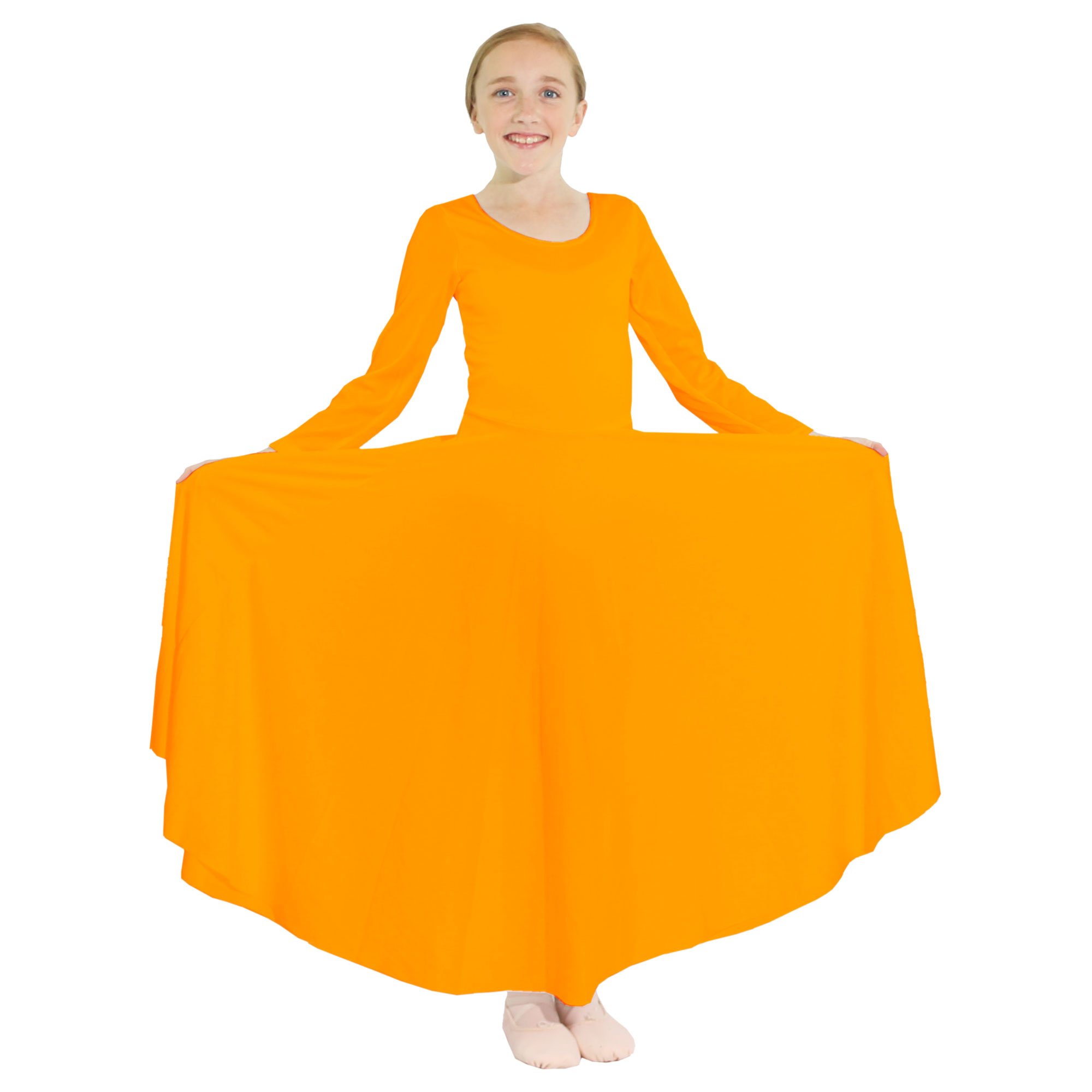 Danzcue Praise Full Length Long Sleeve Child Dance Dress - Click Image to Close