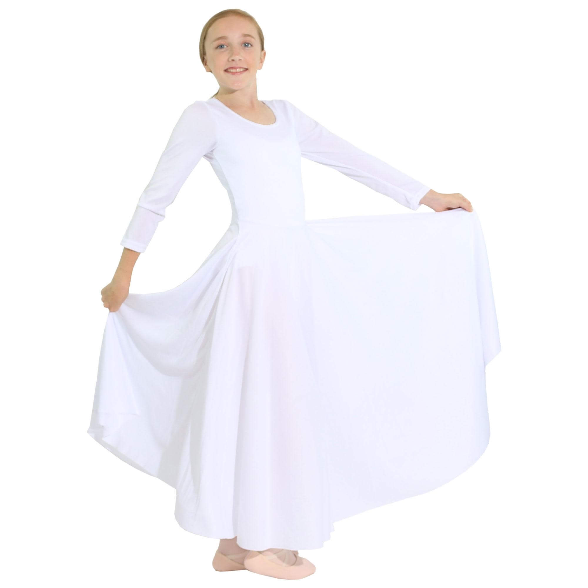 Danzcue Praise Full Length Long Sleeve Child Dance Dress - Click Image to Close