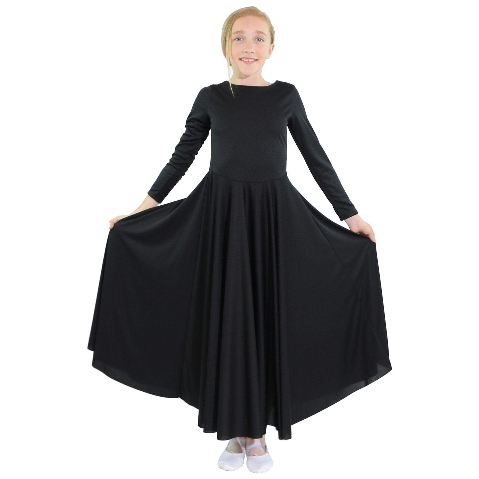 Danzcue Praise Full Length Long Sleeve Child Dance Dress - Click Image to Close