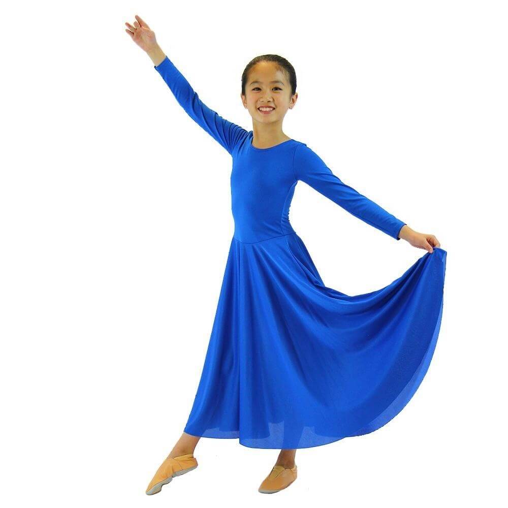 Danzcue Praise Full Length Long Sleeve Child Dance Dress - Click Image to Close