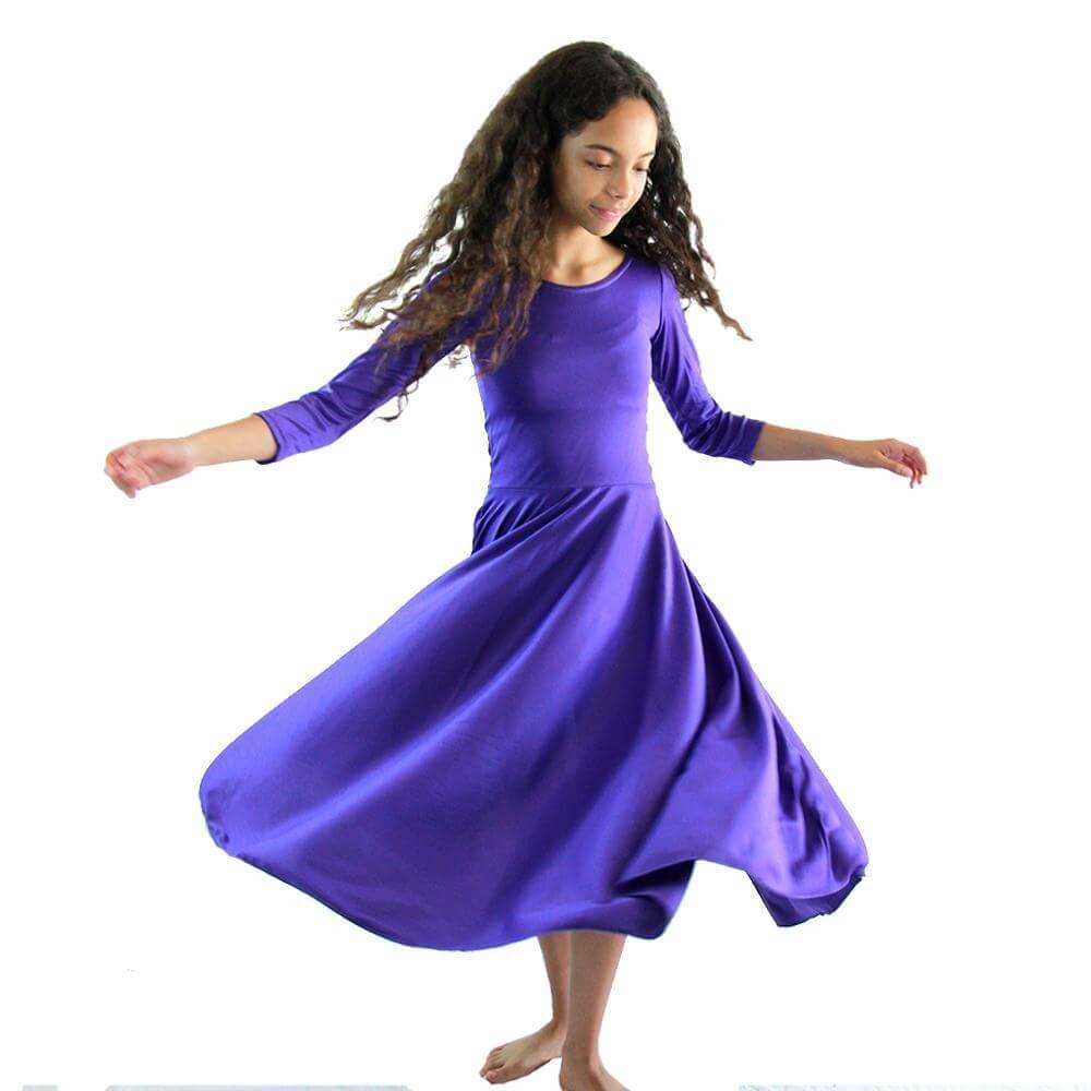 Danzcue Praise Full Length Long Sleeve Child Dance Dress - Click Image to Close